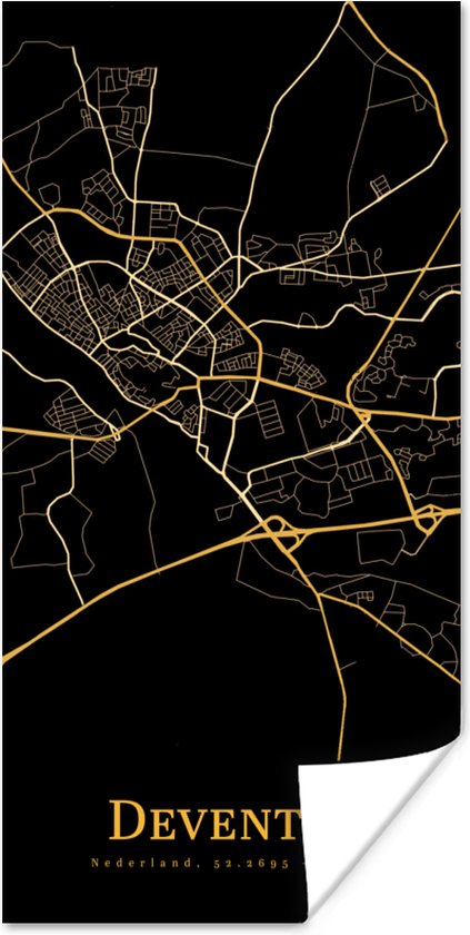 Affiche Deventer - Carte - Or - 60x120 cm