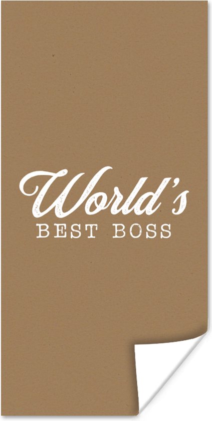 Poster Quotes - Wit - 'World's best boss' - Spreuken - 20x40 cm