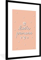 Fotolijst incl. Poster - Quotes - Baby - Little princess - Spreuken - Kids - Kinderen- Meiden - 60x90 cm - Posterlijst