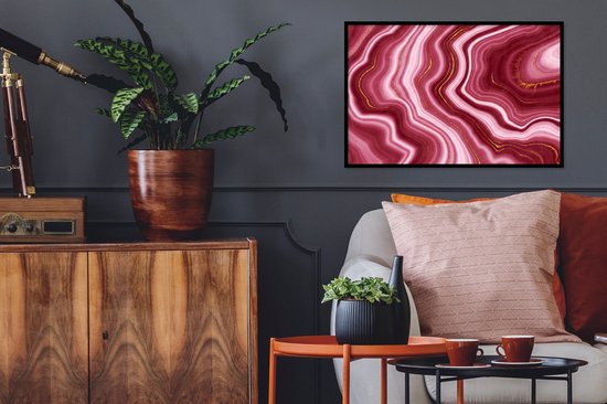 Cadre photo avec poster - Marbre - Rose - Or - 60x40 cm - Cadre poster