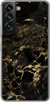 Geschikt voor Samsung Galaxy S22 hoesje - Zwart - Goud - Verf - Siliconen Telefoonhoesje