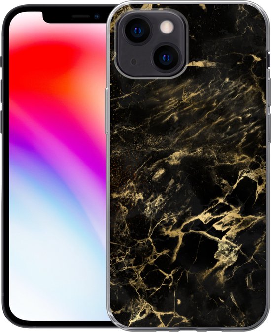 Coque iPhone 13 mini - Zwart - Or - Peinture - Coque en Siliconen