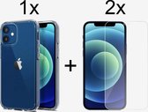 iPhone 13 mini hoesje case transparant - 2x iphone 13 mini screen protector - extra sterk beschermglas