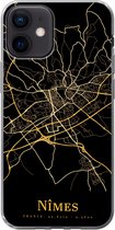 Geschikt voor iPhone 12 hoesje - Nîmes - Kaart - Goud - Siliconen Telefoonhoesje