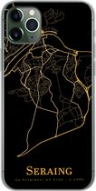 Geschikt voor iPhone 11 Pro Max hoesje - Seraing - Kaart - Goud - Siliconen Telefoonhoesje