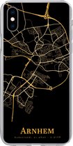Geschikt voor iPhone Xs Max hoesje - Arnhem - Kaart - Goud - Zwart - Siliconen Telefoonhoesje