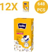 Bella Inlegkruisje Intima Plus Normaal (54 stuks per pak) , pak van 12, ultradunne inlegkruisjes, 100% natuurlijk katoen, Dermatologisch getest, waardepakketten, Voordeelverpakking