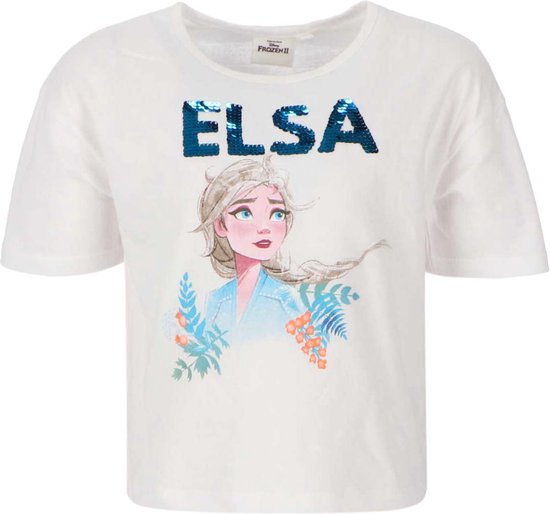 Frozen Elsa wit t-shirt met omkeerbare pailletten | maat 116