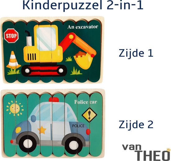 Houten Puzzel - Dubbelzijdige Kinderpuzzels - Set 2-in-1 - Montessori  Speelgoed - Set... | bol.com