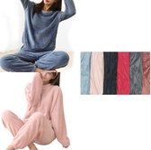 Huispak - dames - pyjama - teddy - joggingpak - tracksuit - loungewear - bruin - maat M/L