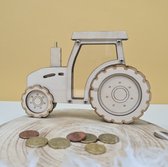 Spaarpot Tractor - sparen - spaarpot - hout - tractor - acryl - herbruikbaar - jongen - meisje - geschenk - kerst - communie - verjaardag - geboorte - origineel - uniek - doopsuike