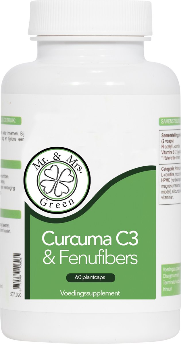 Goedkoopste Curcuma C3 & Fenufibers, met Fenegriek en Bioperine - 60 Capsules
