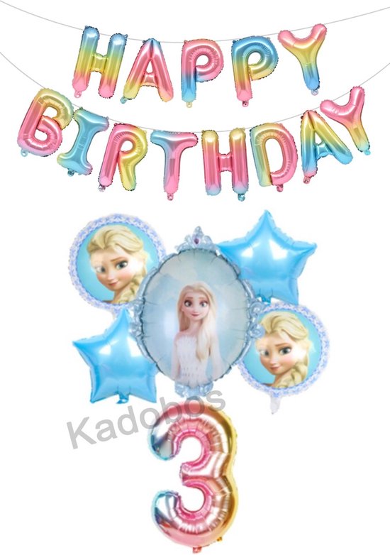 Frozen ballonnen set verjaardag 3 jaar - folie ballon - Happy Birthday letters