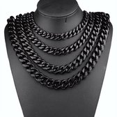 ICYBOY Massieve Zwarten Stalen Herenketting Stalen Roestvrije Staal Zwart [CLASSIC] [BLACKED OUT] [ICED OUT] [10mm - 70 cm] Stainless Steel Chain Silver Miami Cuban Chunky Necklace