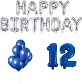 12 jaar Verjaardag Versiering Ballon Pakket Blauw & Zilver