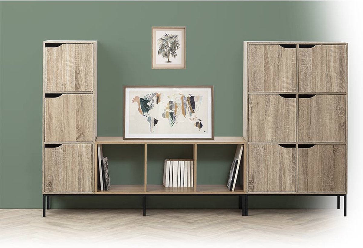 Kast Flex 03 - Hoge kast met bureaublad en achterwand Kast Flex 03 - Hoge kast met bureaublad en achterwand
