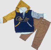 Vrijetijds kledingset 3 delig voor jongens, met blouse, denim broek en hoodie