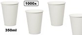 1000x Mega Koffiebeker karton wit 350ml - Koffie thee chocomel soep drank water beker karton