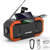 BaseCore® - Noodradio - Opwindbare Radio - Noodradio Solar Opwindbaar - Survival Radio – Waterbestendig - Inclusief Licht, Bluetooth, Karabijnhaak, Handleiding en USB-kabel - Zwart