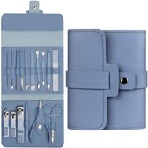 YUBBI™ Manicureset - 16-delig - Paars- Nagelverzorging - Voetverzorging - Gezichtverzorging - Comodonendrukker - Epileer - Oorsmeer Verwijderaar - Blauw