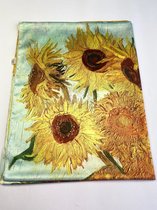 Dames sjaal Vincent van Gogh zonnebloemen 2 kanten print van glad materiaal