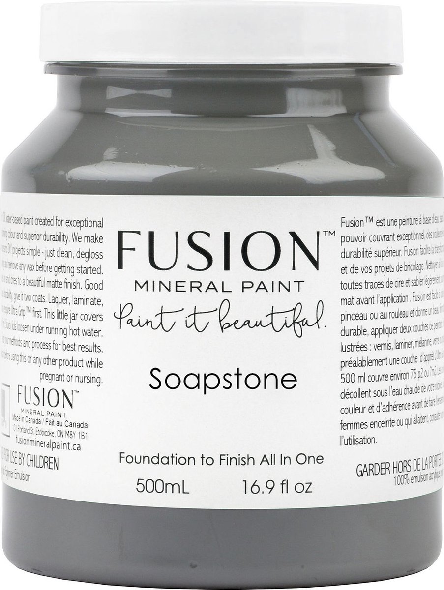 Fusion mineral paint - meubel verf - acryl - grijs - soap stone - 500 ml
