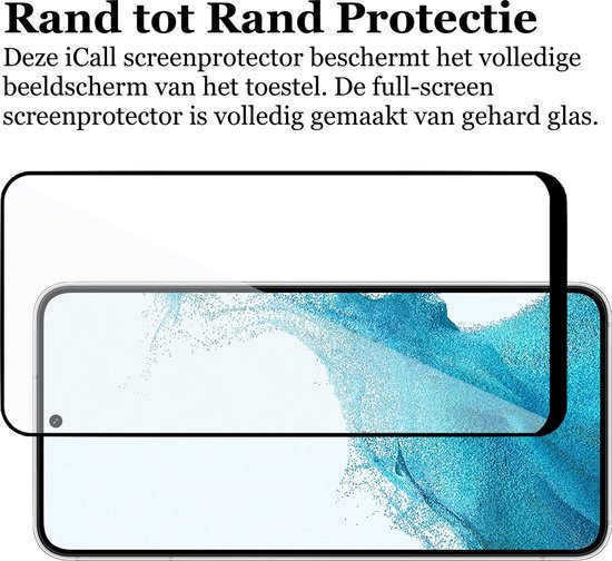 Coque Samsung Galaxy S22 - Etui Portefeuille en Cuir Portefeuille Porte-Cartes Zwart - Protecteur d'écran en Tempered Glass Trempé