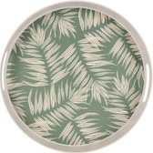 Excellent Houseware retro dienblad rond, groen met palmblad, 31 x 31 x 4,5 cm