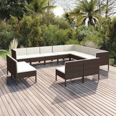 vidaXL 12-delige Loungeset met kussens poly rattan bruin