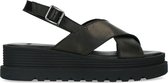 Manfield - Dames - Zwarte leren sandalen met gekruiste banden - Maat 37