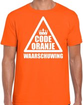 Koningsdag t-shirt Code oranje waarschuwing - oranje - heren - koningsdag / EK/WK outfit / kleding / shirt S