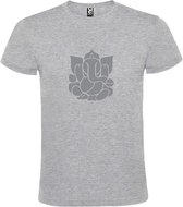 Grijs  T shirt met  print van de "heilige Olifant Ganesha " print Zilver size XXXL