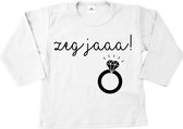 Shirt kind trouwen aanzoek-zeg jaaa met ring-huwelijksaanzoek-wit-zwart-Maat 74