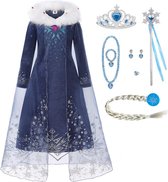 Prinsessenjurk meisje - Elsa jurk - Elsa verkleedkleding - Het Betere Merk - 110/116(120) - Kroon - Toverstaf - Haarvlecht - Juwelen - Prinsessen speelgoed - Cadeau meisje - Verjaa