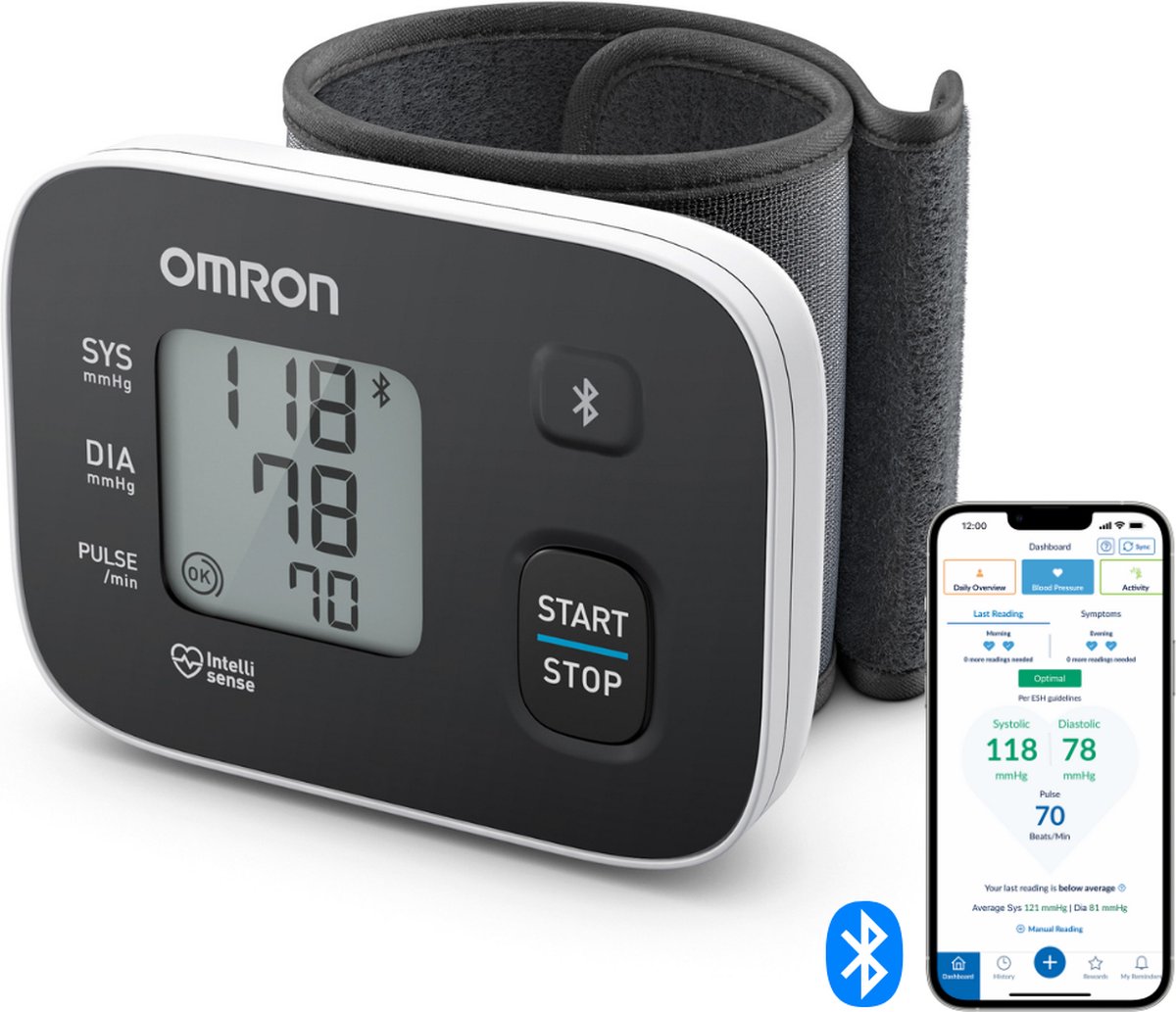 OMRON RS3 Intelli IT Bloeddrukmeter Pols - Blood Pressure Monitor met Hartslagmeter – Onregelmatige Hartslag -Klinisch Gevalideerde Polsbloeddrukmeter - 13,5 tot 21,5 cm Manchet – 5 jaar Garantie - Omron