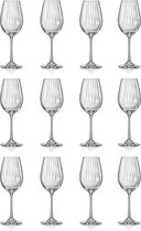 F2D Optic Luxe Wijnglas - Elegante Kristalglas Glazen - 35 cl - Set van 12 - Ideaal voor Rode & Witte Wijn