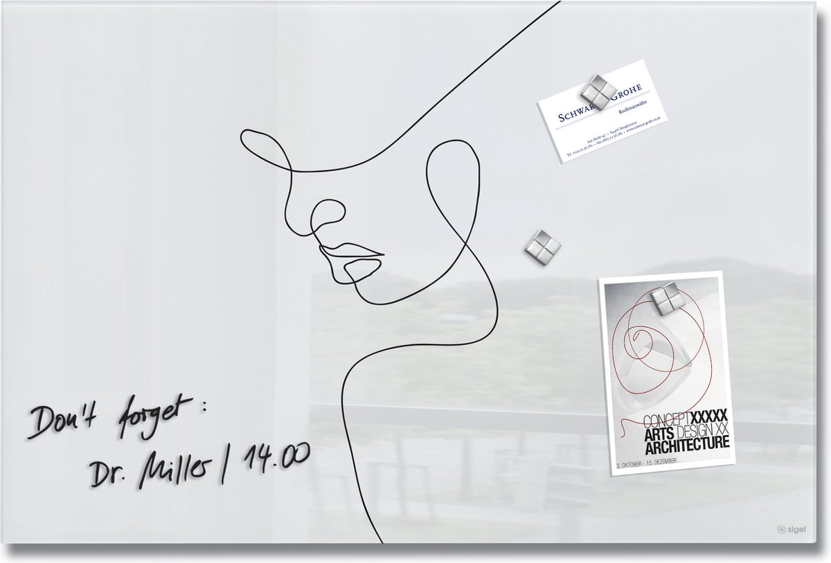 Sigel glasmagneetbord - ARTVERUM - hoogglans wit met motief - 60x40cm - frameloos - SI-GL395