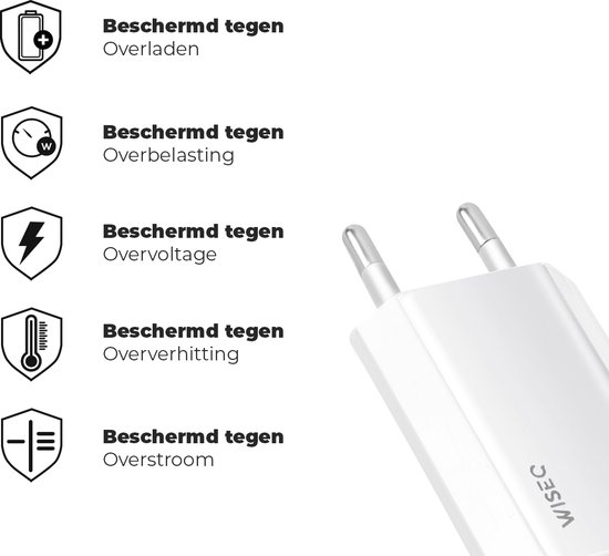 Oplader iPhone - Inclusief USB naar Apple Lightning Kabel - Wit - WISEQ