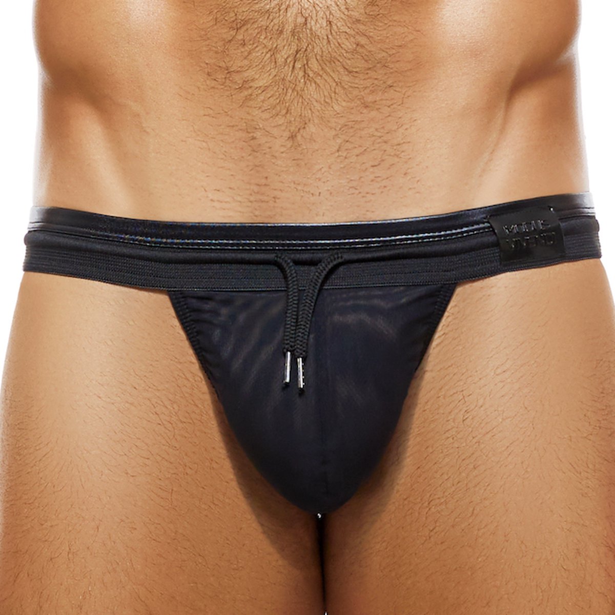 Modus Vivendi - Latex T-String Mesh Zwart - Maat M - Heren String - Latex Look - Ondergoed voor mannen