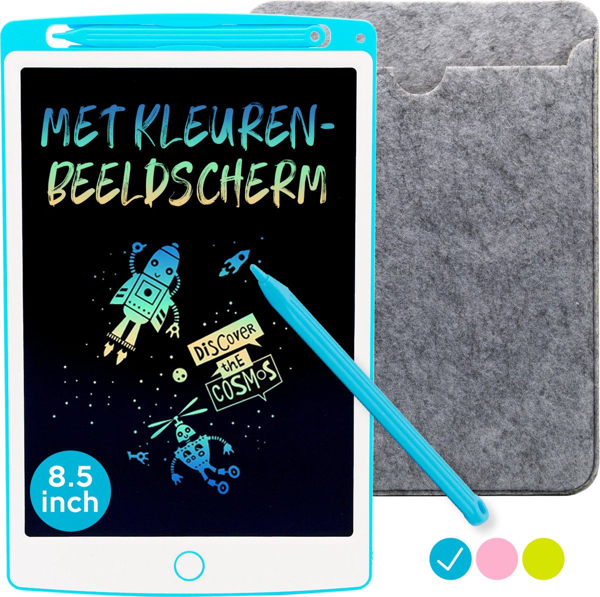 LCD Tekentablet Kinderen "Blauw" 8.5 inch - Kleurenscherm - Tekenen - Tekenbord - Schrijfbord - Speelgoed Jongens - Notitie Tablet - Schrijftablet