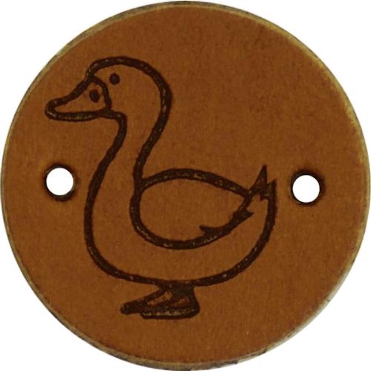 Durable Leren Label met Eendopdruk – 2 cm – Set van 2 Stuks