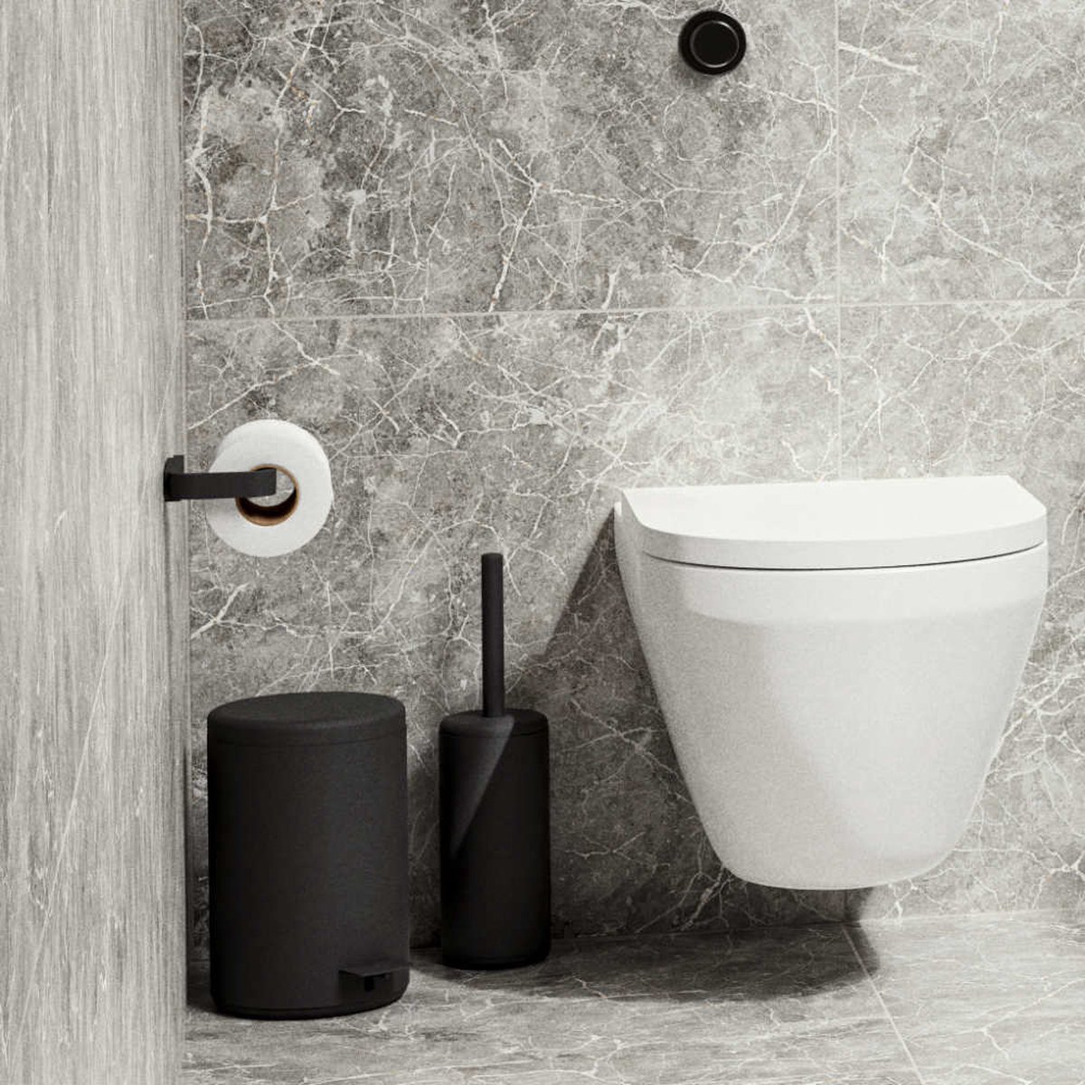 Zone Denmark Rim Toiletrolhouder - zwart - aluminium (poedercoating) - schroeven & pluggen inclusief