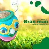 grasman – graspop – vensterbank versiering – cadeau – tuinieren voor kinderen – cadeau –plantje – mr. Maurits – gras