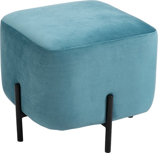 HOMCOM Pouf repose-pieds de salon rembourré polyester acier turquoise 838-118