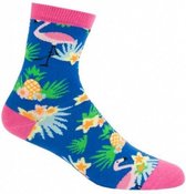 sokken Tropical dames katoen blauw/roze maat 35-41