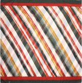 sjaal gestreept dames 90 x 90 cm polyester rood