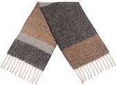 sjaal Blokken dames 180 x 50 cm polyester bruin/zwart