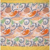 sjaal met print dames 90 x 90 cm polyester oranje/geel