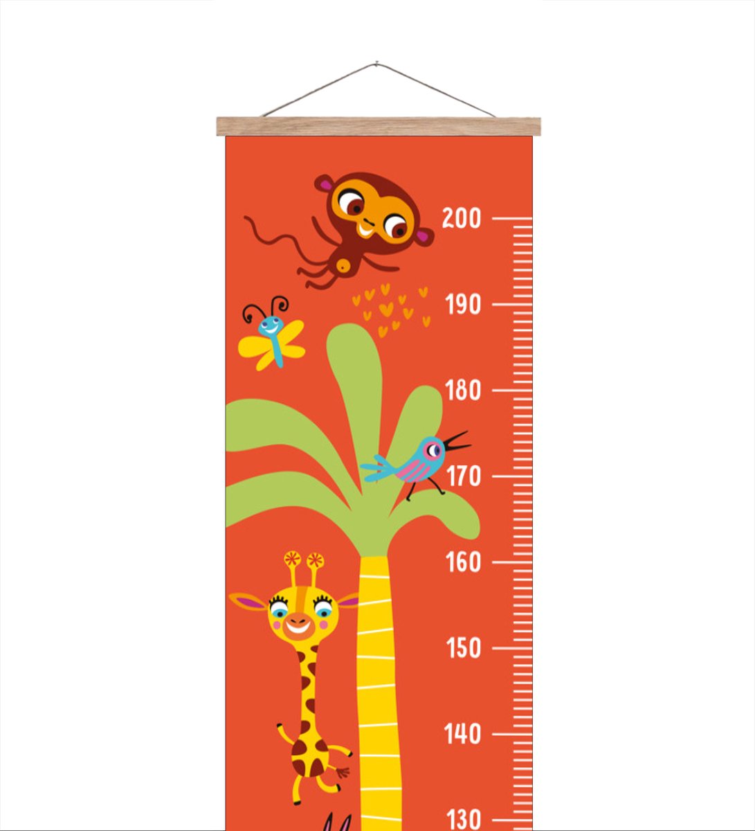 Groeimeter canvas met houten latten - Jungle - Jongens - Groeimeter - Dieren - Bloemen - Kinderkamer accessoires - babykamer decoratie - 40x180 cm Groeimeter canvas met houten latten - Jungle - Jongens - Groeimeter - Dieren - Bloemen - Kinderkamer accessoires - babykamer decoratie - 40x180 cm