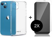 WAEYZ - Hoesje Back Case Geschikt voor iPhone 12Mini Transparant Shock Proof - Ingebouwd Camera protectie -  2X Screenprotector geschikt voor iPhone 12mini Full Cover Extra Sterk B